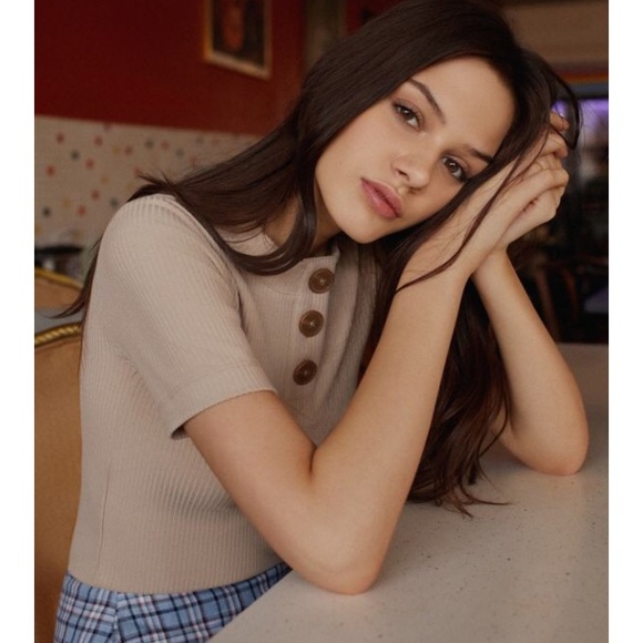 Lavender ribbed 3 button top Urban Outfitters - Picture 6 of 7